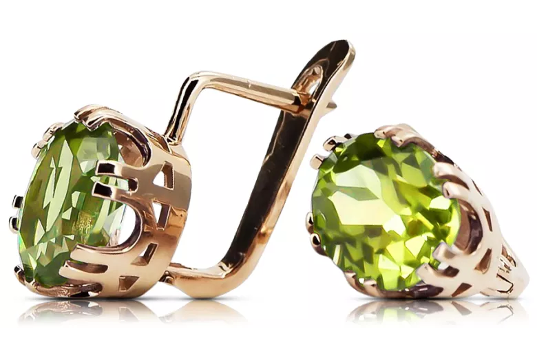 Κίτρινα σκουλαρίκια Peridot Original Vintage από ροζ χρυσό 14 καρατίων Vintage vec016r